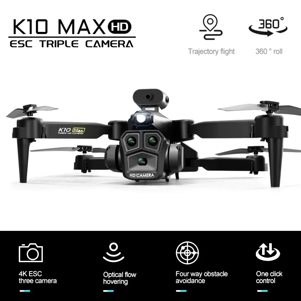 New K10MAX Drone Professional 360° All-round Obstacle Avoidance 8K HD Triples Camera ESC Positioning Remotes FPV Drone Kids Toys