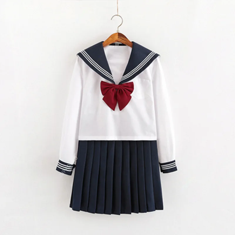 Japan Style Schoolgirl Sailor  Suits JK Basic Japanese School Uniform Anime Cosplay Costumes Women Cute Pleated Skirt JUPAOPAO