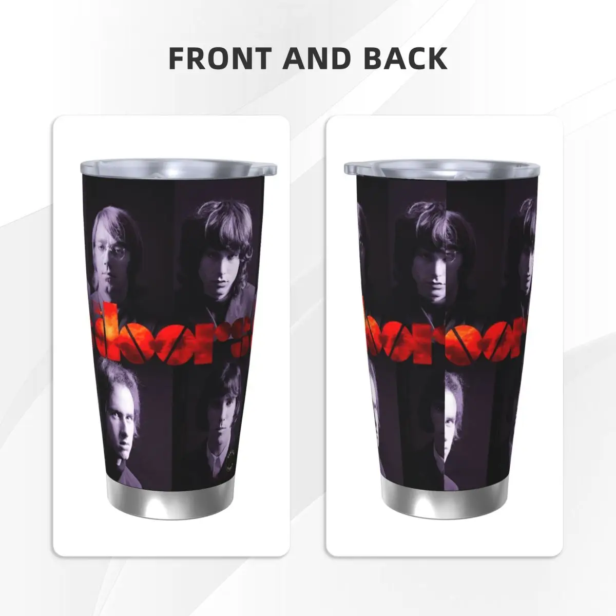 Jim Morrison Insulated Tumbler with Straws Lid The Doors Rock Band Vacuum Thermal Mug Outdoor Travel Thermos Bottle Cups, 20oz