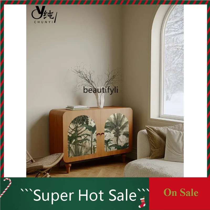 A506  American antique entrance cabinet against the wall solid wood painted storage locker retro decorative cabinet