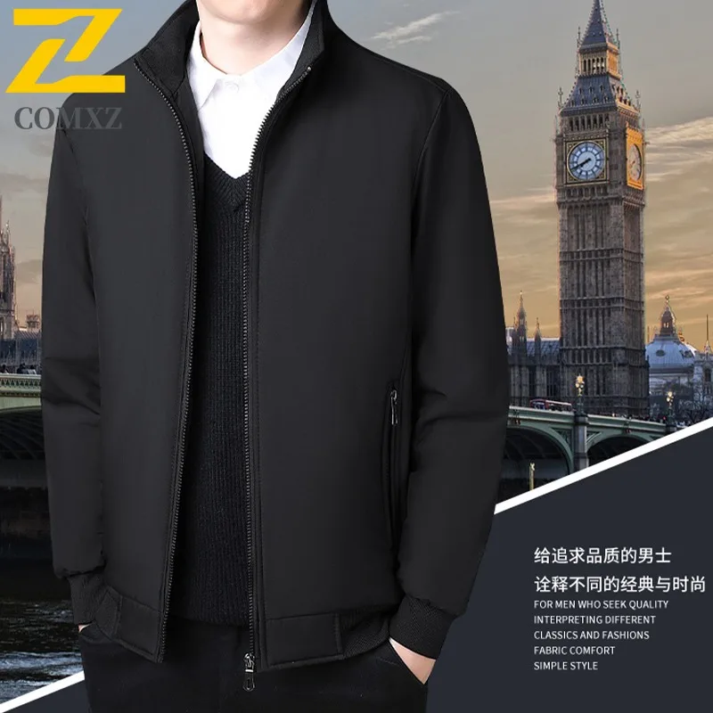 

COMXZ Outdoor Work Mens Jacket Thickened Windproof Durable Parka Casual Stand Collar Travel Cold Resistant Winter Outerwear