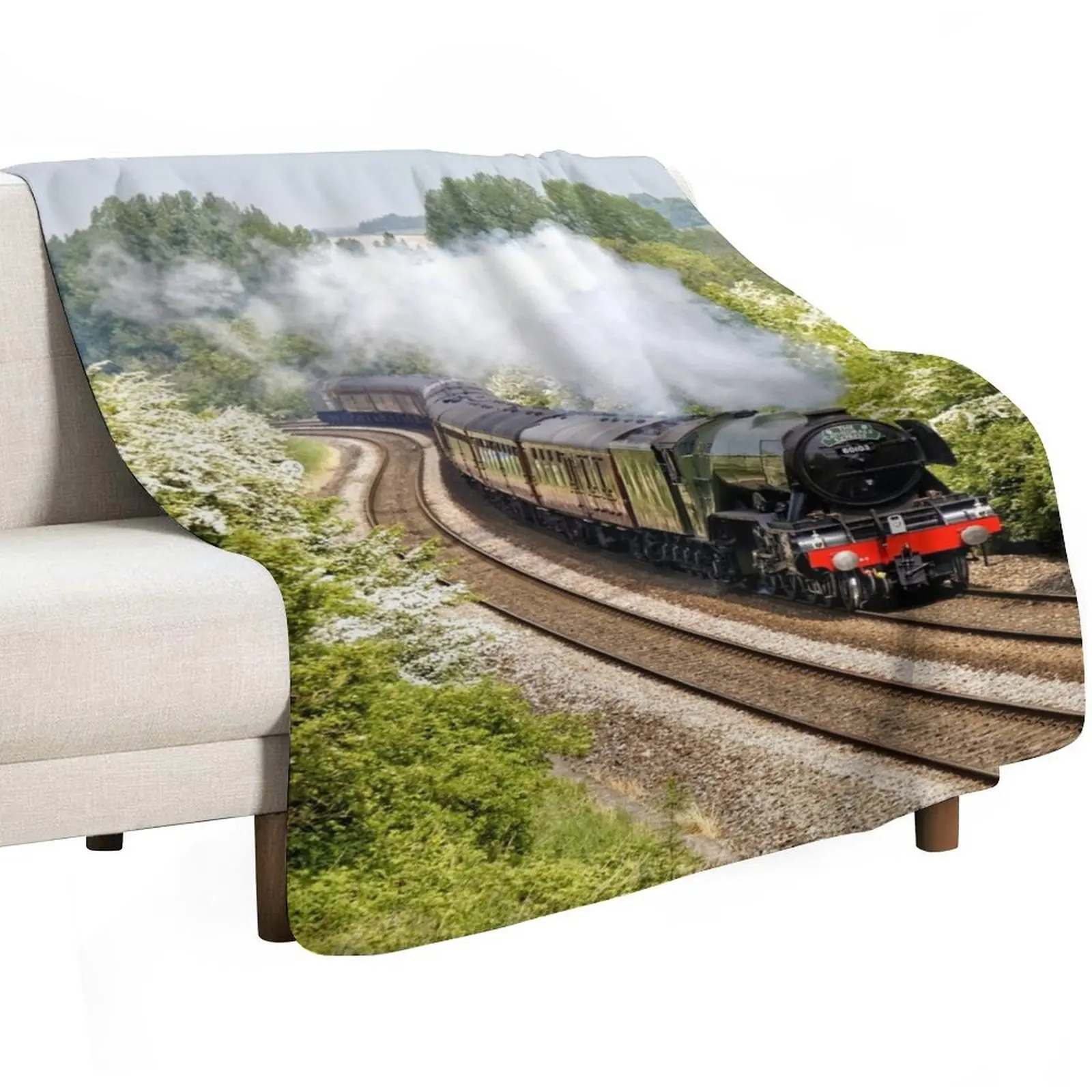 A3 Class 60103 Flying Scotsman Steam Locomotive Throw Blanket Large Luxury St Bed Sofa Quilt Softest Blankets