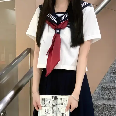 Sailor Suit High School Girl Japanese School Jk Uniforms Seifuku Korean White Sailor Uniform Women Navy Skirt Cosplay Student