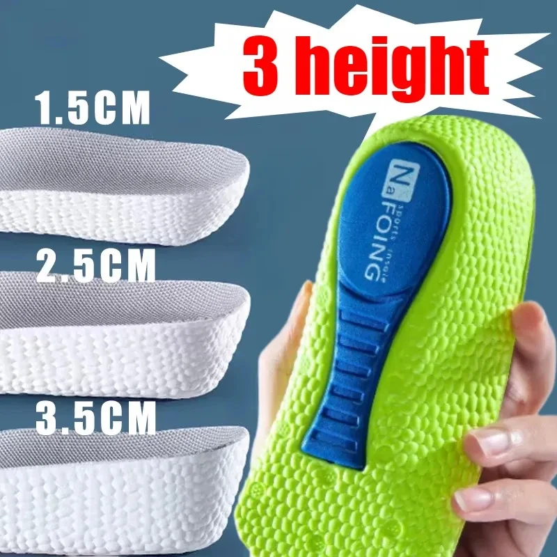 Height Increase Insoles Men Women Shoes Flat Feet Arch Support Orthopedic Insoles Sneakers Heel Lift Memory Foam Soft Shoe Pads