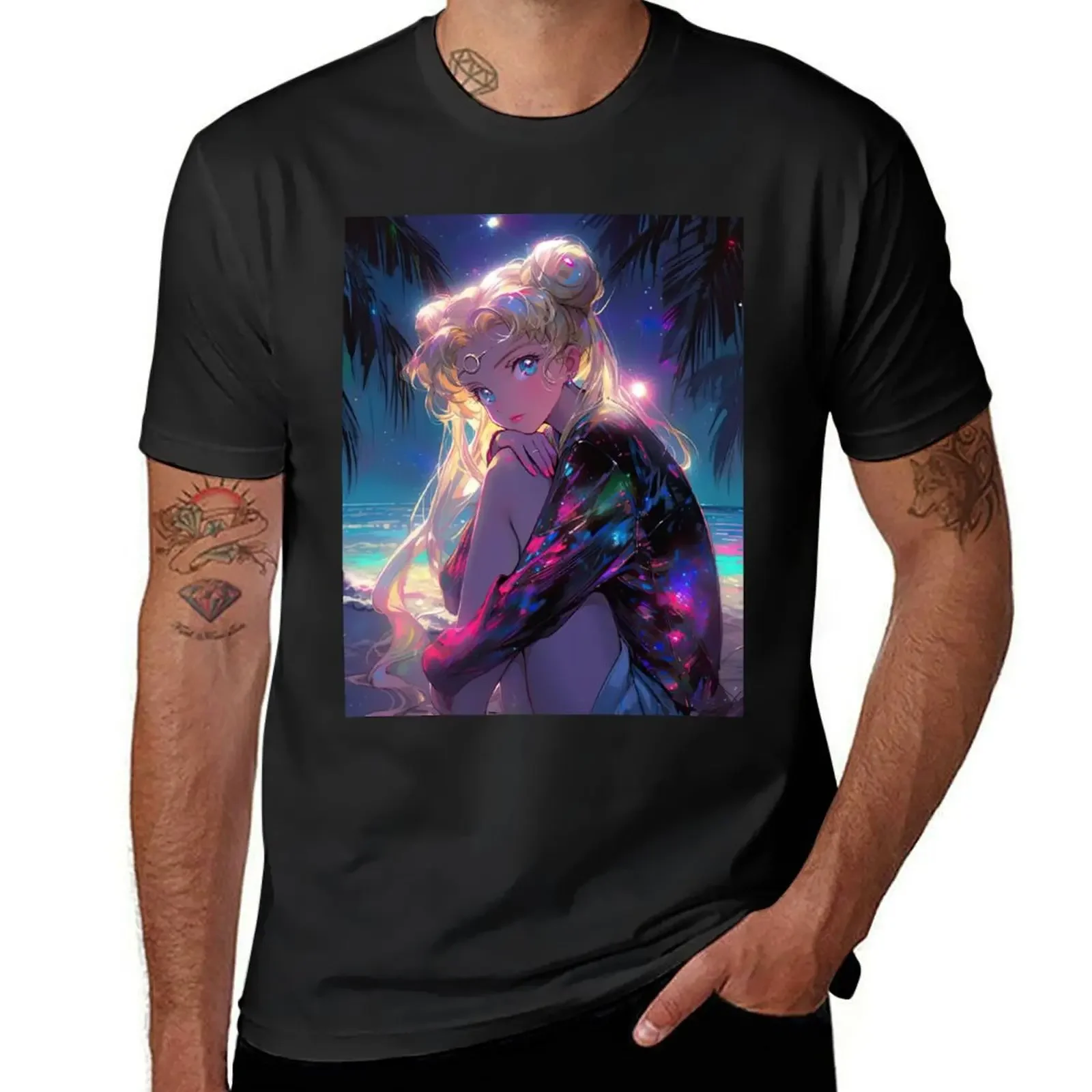 

Night Usagi T-Shirt custom shirt shirts graphic tee quick-drying essential t shirt plain black t shirts men