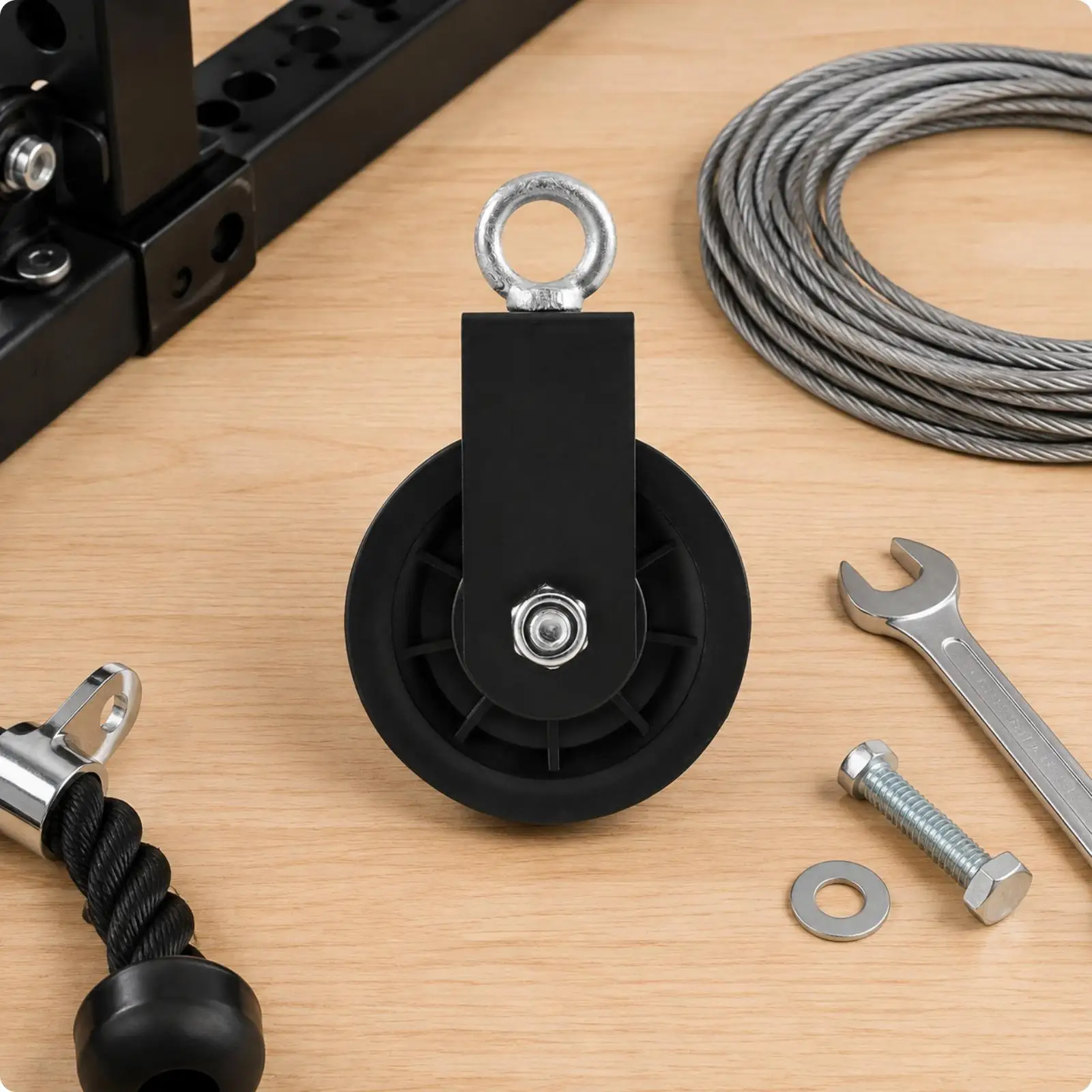 Pulley Wheel for Cable Machine Replacement Gym Pulley with Eyelet Top Mount for DIY Fitness Pulley System and Rope Training