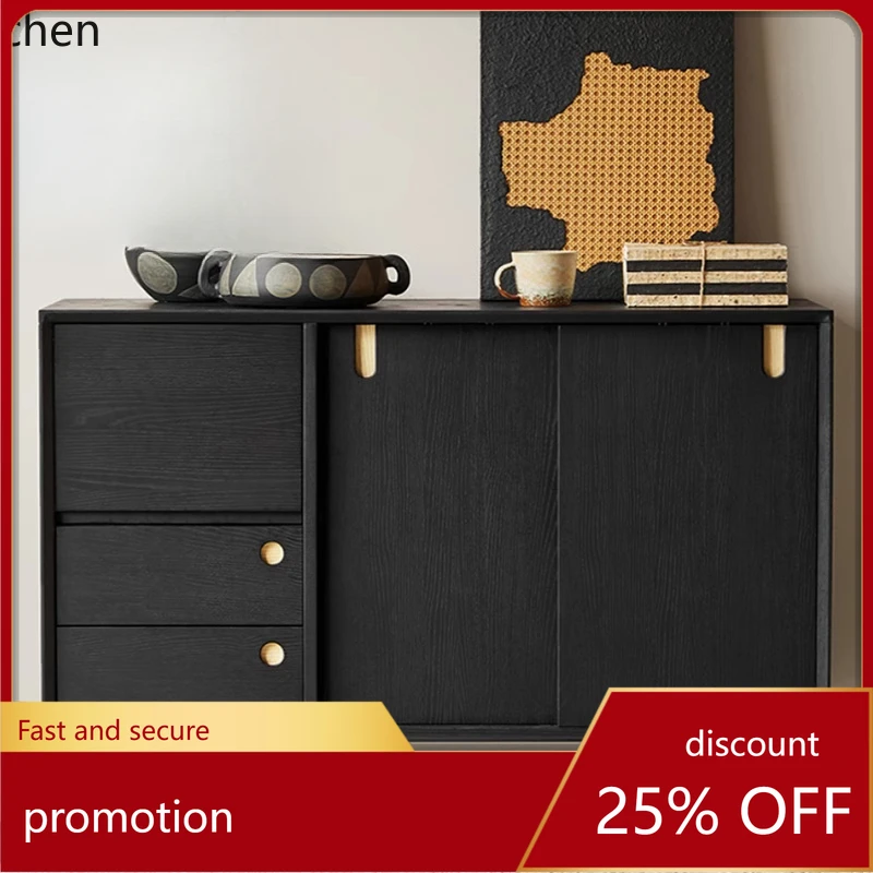 

HT solid wood dining room storage ash wood dining side cabinet light luxury integrated wall living room