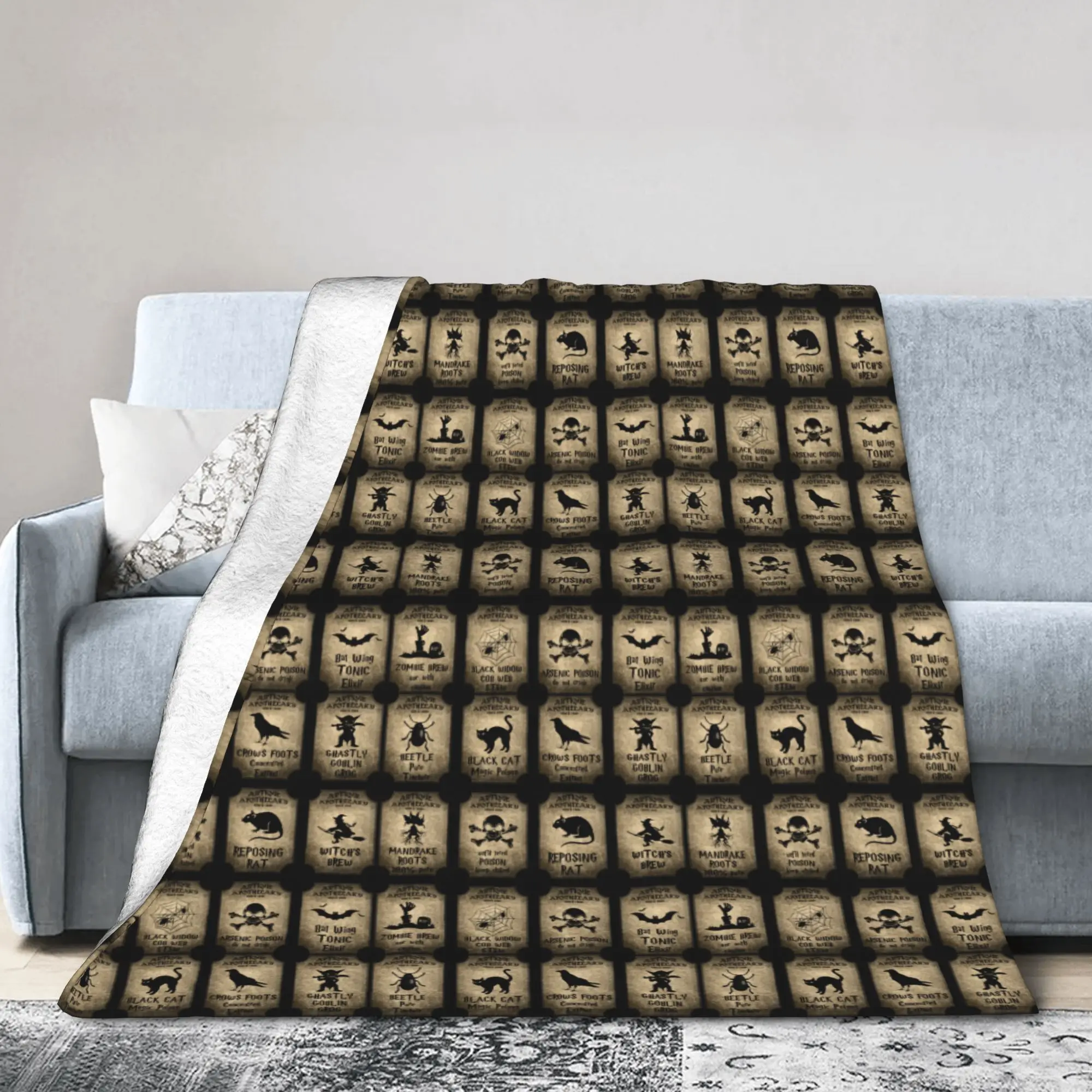 Custom Ultra-Soft Fleece Halloween Witch Throw Blanket Gothic Occult Blankets for Bedroom Car Sofa Bedspreads