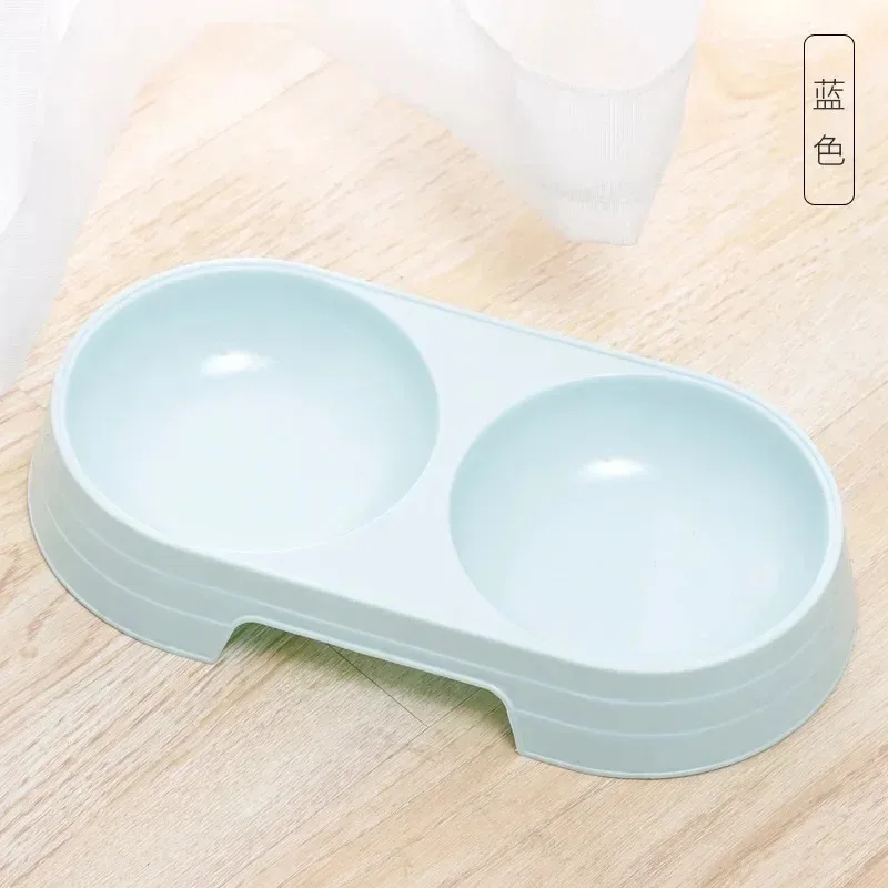 Cat Bowls Pet Double Bowl Plastic Kitten Dog Food Drinking Tray Feeder Cat Feeding Candy Color Pet Supplies Accessories