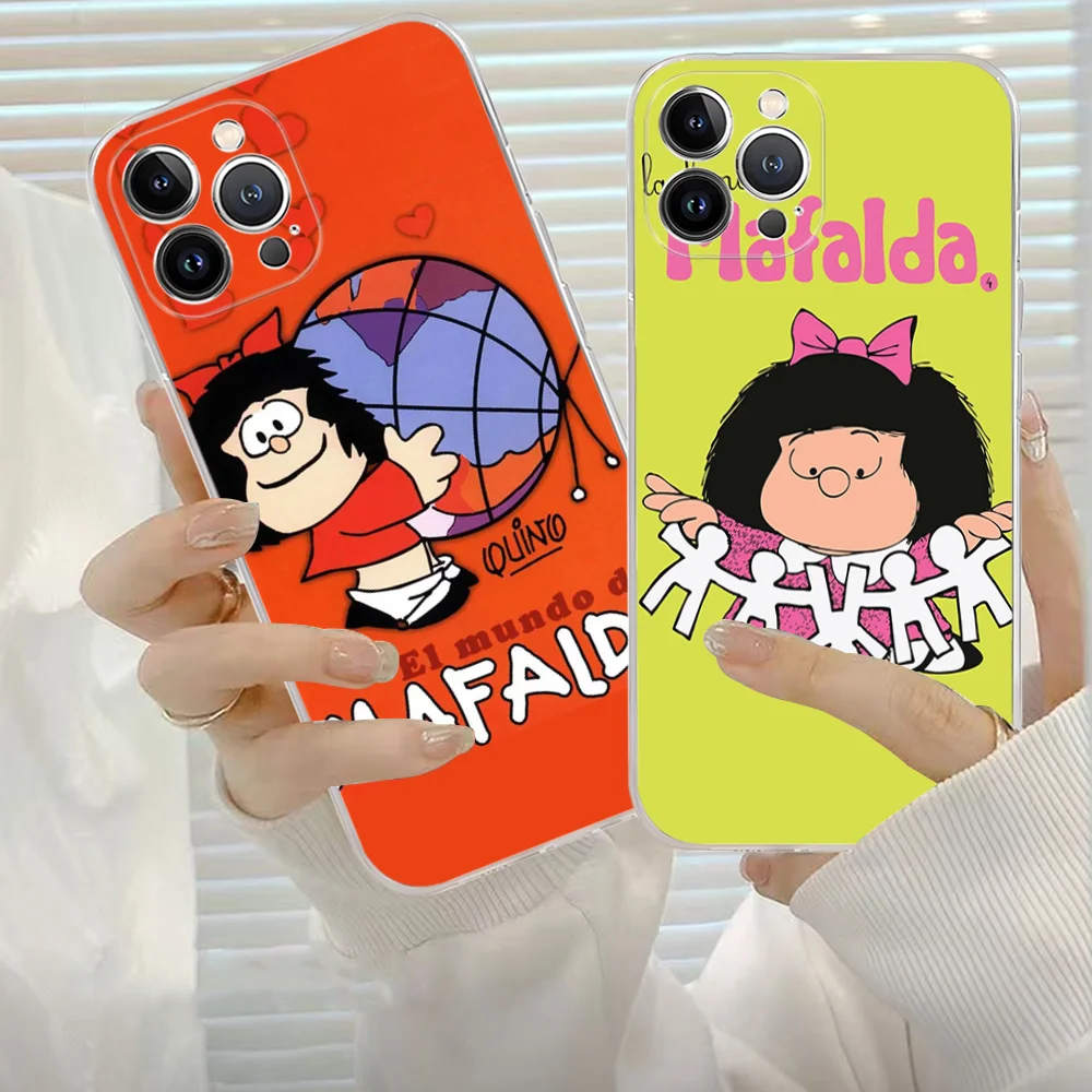 M-Mafalda Cartoon Phone Case For IPhone 16 15 8 7 6 6S Plus X SE XR XS 14 11 12 13 Mini Pro Max Mobile Case