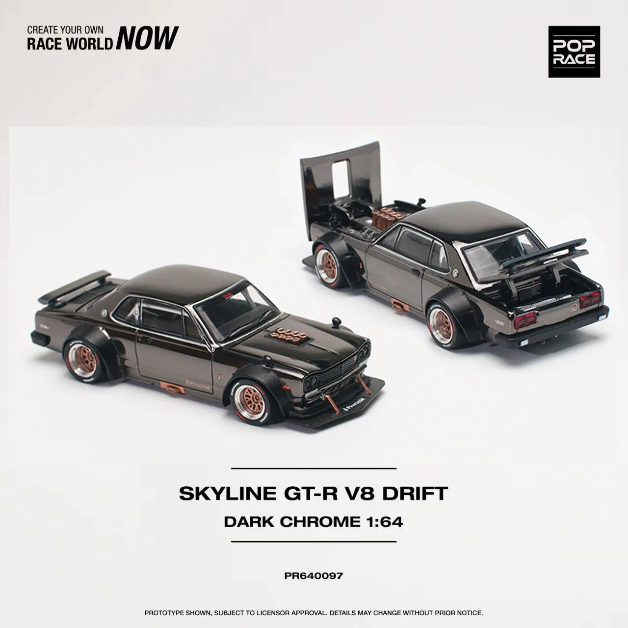 PreSale Pop Race 1:64 Skyline C210 Kaido Racer Japanese Bosozoku Diecast Diorama Car Model Collection Miniature Toys