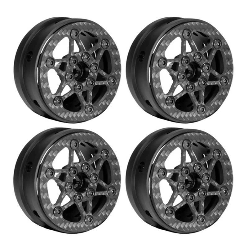 YSUN-4Pcs Roda de Fibra de Carbono 1.9 Polegadas com Beadlock para Carro RC Crawler 1/10 Axial SCX10 Traxxas TRX4 RC4WD D90 MST VS4-10