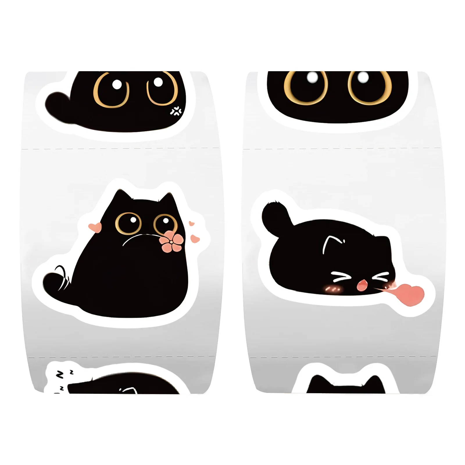 500 pçs/rolo bonito gato preto rolo adesivo dos desenhos animados engraçado gatinho graffiti decalque à prova dwaterproof água crianças brinquedo presente para guarda-roupa mesa diário