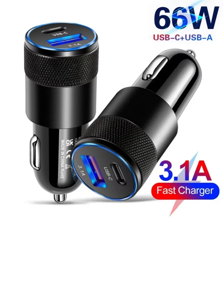Ładowarka samochodowa USB 3.1A Typ C Szybkie ładowanie Adapter do telefonu Xiaomi Huawei PD Ładowarka samochodowa Gniazdo zapalniczki samochodowej — 2