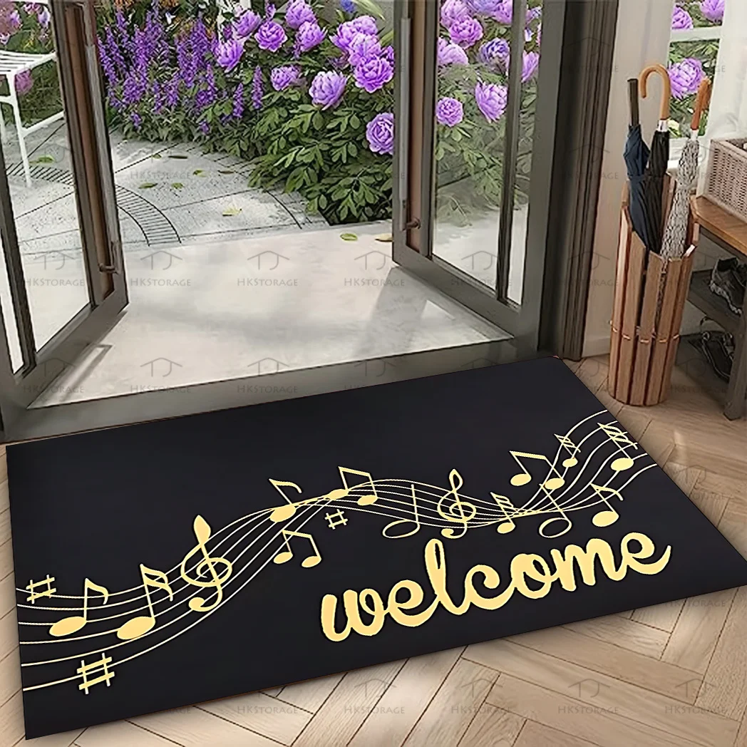 Treble Clef Area Rug Artistic Music Note Floor Mat Soft Absorbent Non-slip Doormat for Entryway Porch Bathroom Decoration