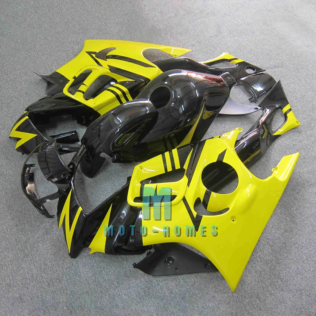 

Бесплатный индивидуальный комплект обтекателя для CBR600 97 98 1997 1998 CBR600F3, высококачественный кузов для шоссейных гонок, желтый, черный послепродажный кузов