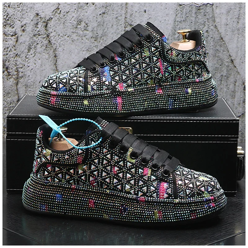 Men's Air Cushion Rhinestone Shining Sneakers Men Running Fashion Casual Shoes Mens Shoes Comfortable Sport Zapatillas Hombre