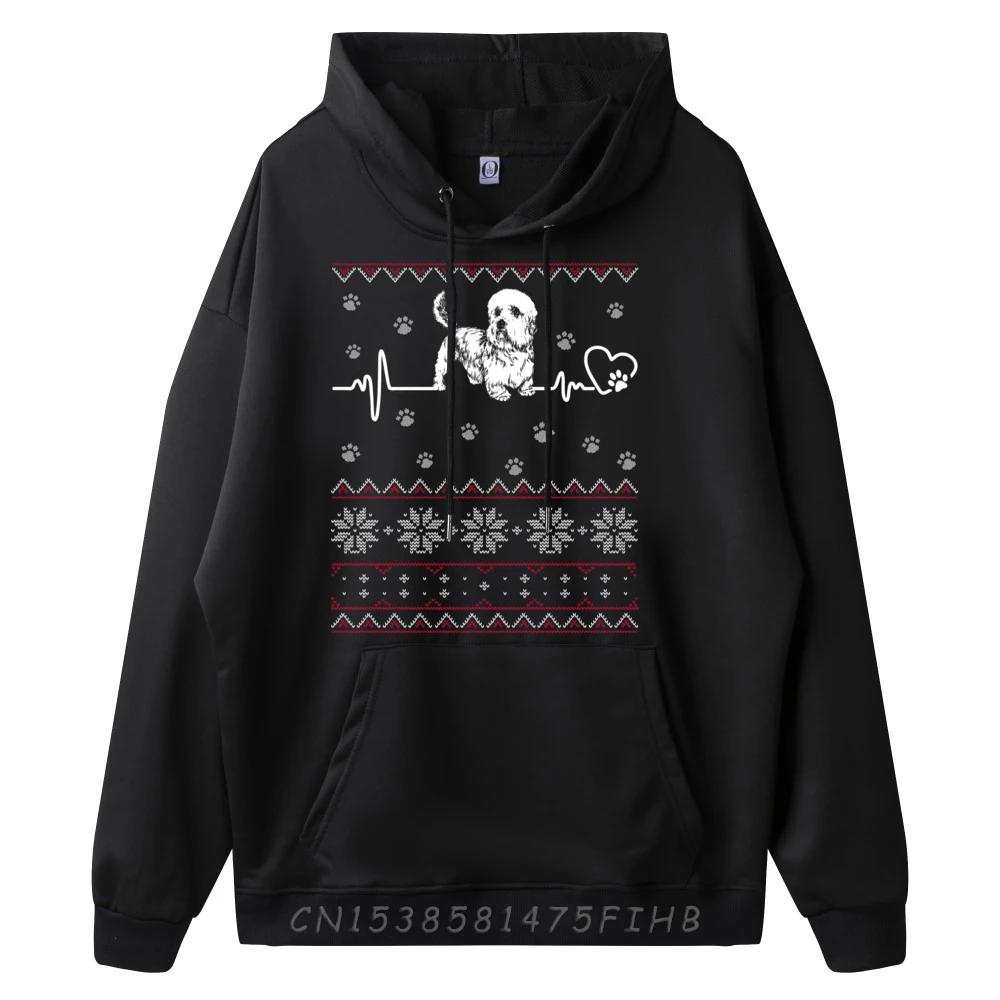 My Dandie Dinmont Terrier Heartbeat For Christmas Men Clothes Male Hoodies Men Christmas Sweater