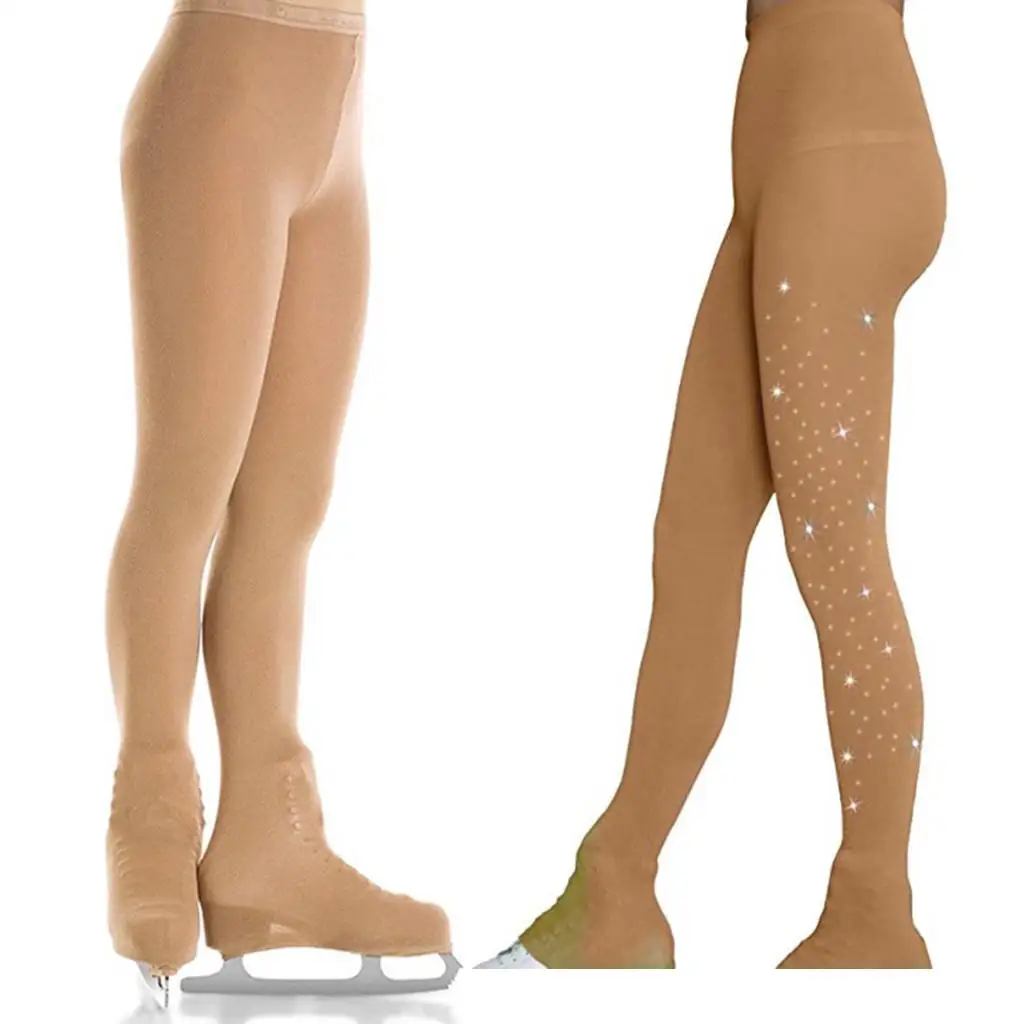 Girls Ice Skating Tights Over-boots Skate Leggings Stretchy Thermal Training