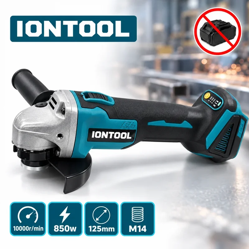IONTOOL Cordless Angle Grinder 125mm M14 Thread 850W Brushless Grinder for Workpiece Polishing Metal Grinding