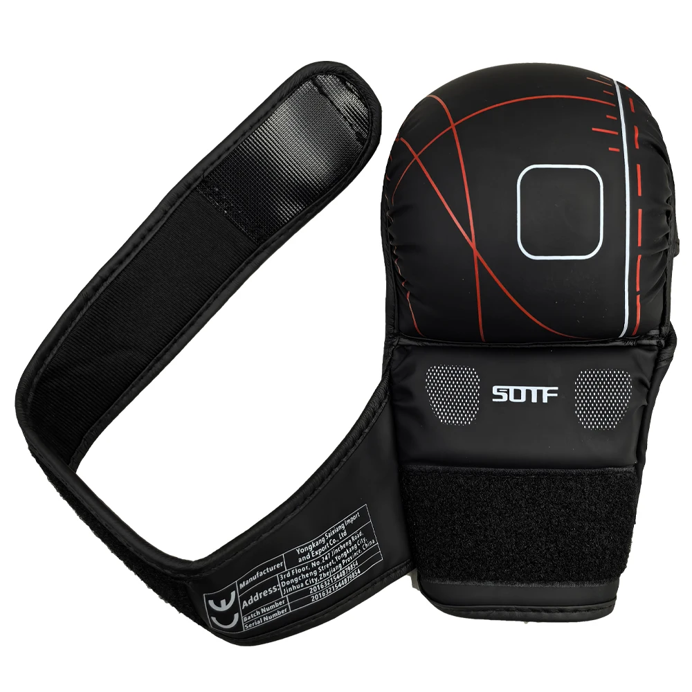 قفازات تدريب الملاكمة MMA الاحترافية للبالغين من MMA، وسادة جلدية نصف إصبع، مفاصل ساندا لحقيبة الرمل