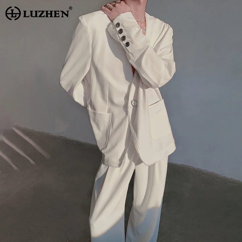 

LUZHEN Fashion High Quality Elegant Solid Color Blazer Jacket Men's 2025 New Original Korean Stylish Handsome Casual Coat JY3890