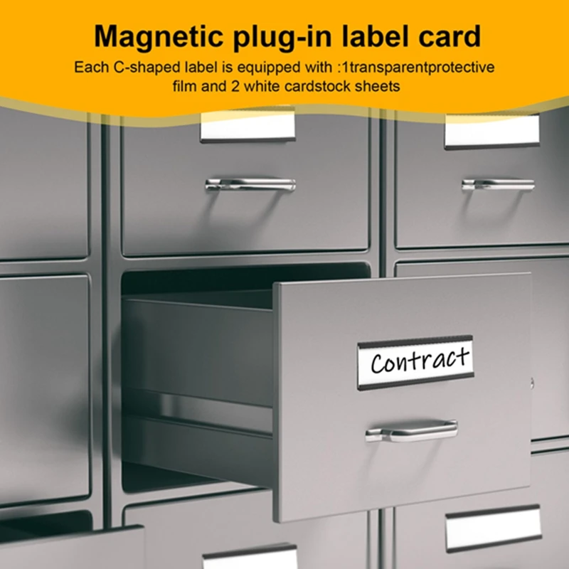 30Pcs Magnetic Label Holders With Magnetic Data Card Holders With Clear Plastic Protectors For Metal Shelf (1 X 3 Inch)