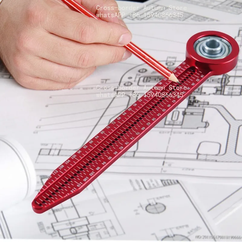 Woodworking general mini portable drawing compass, aluminum alloy concentric shaft decoration tool hole ruler