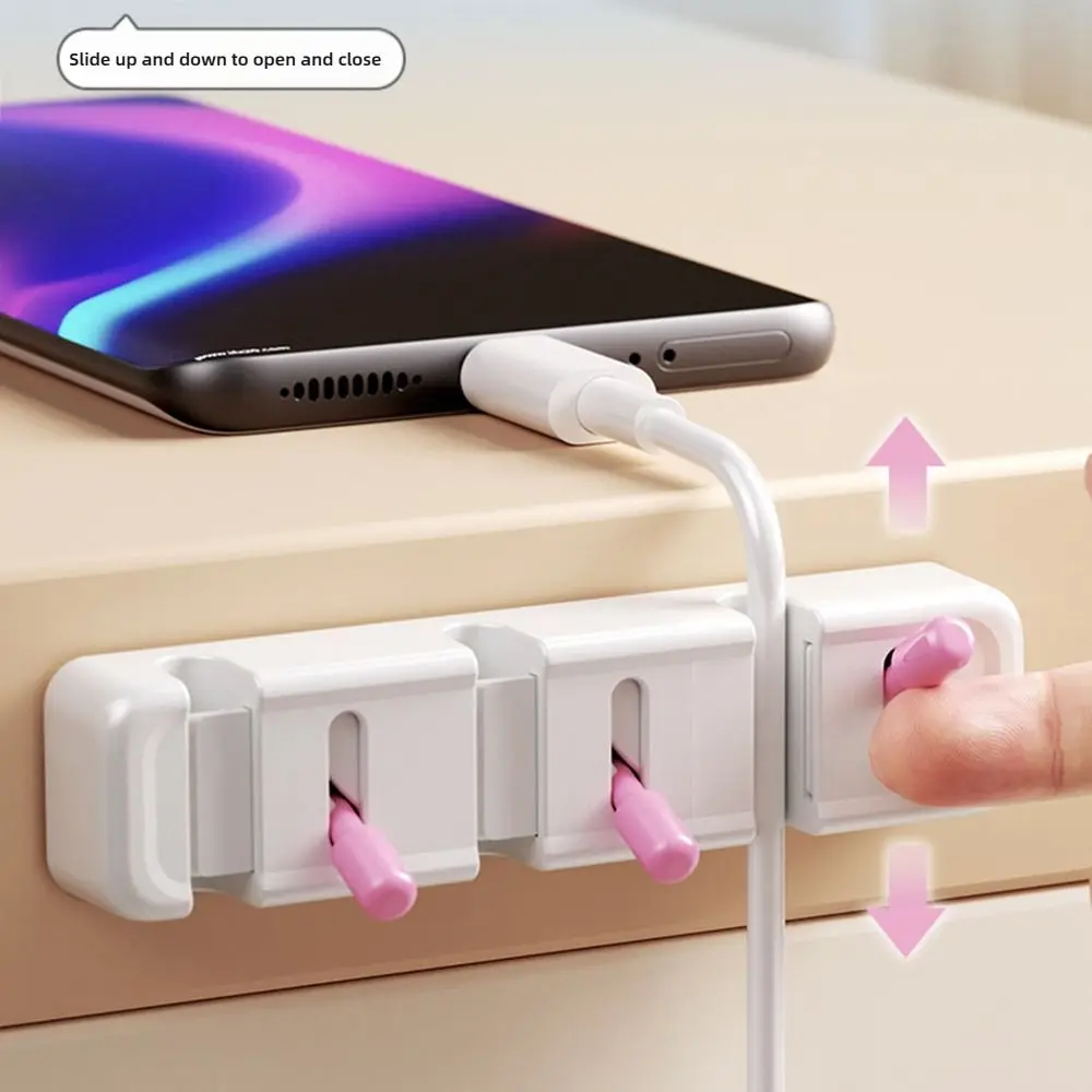 Portable Cable Organizer Wall-mounted Data Cable Storage Tool Charging Cable Storage Hook Lever-type Phone Data Cable Holder