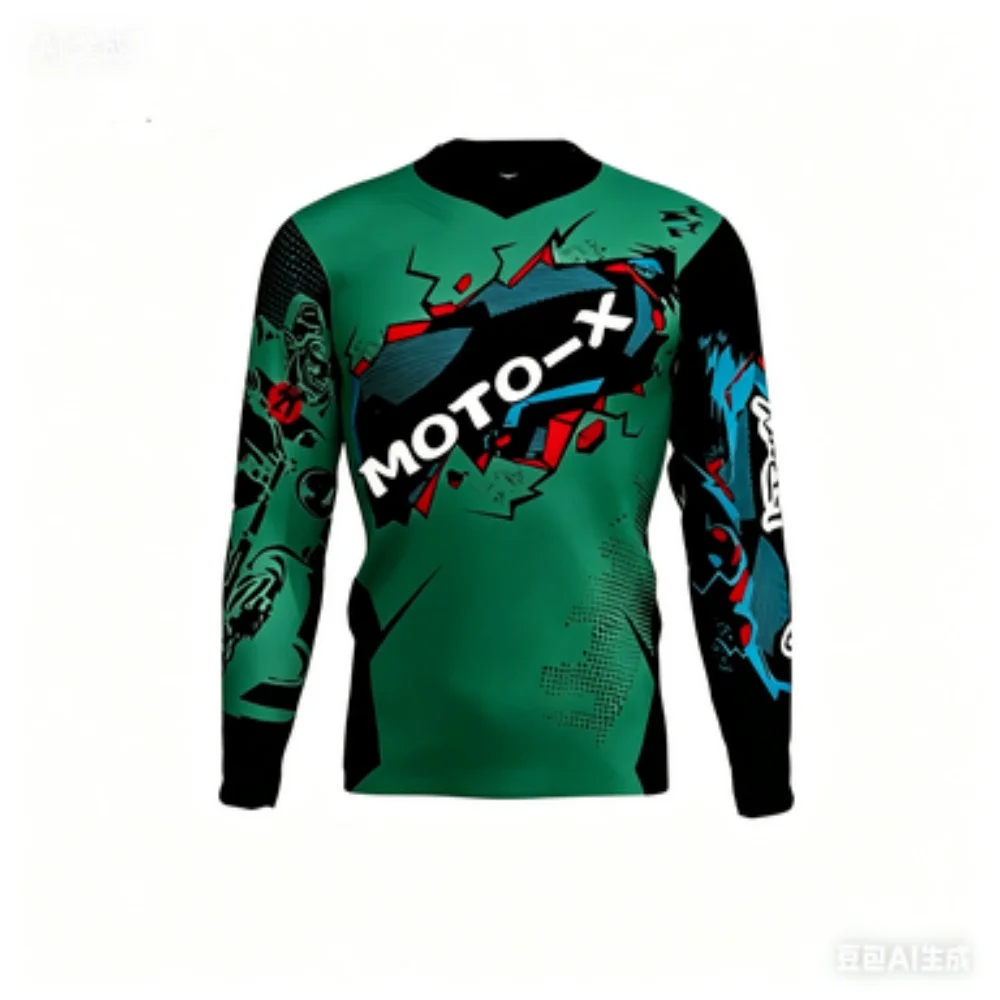 MOTO-X Themed Long-Sleeve Sports Top Breathable Comfortable for Cycling Training Fitness Daily Casual Wear
