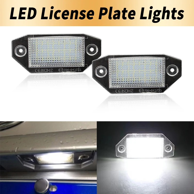 2PCS LED License Plate Lights Canbus For Ford Mondeo MKIII 2000-2007 White 6000K 12V Number Plate Lamps No Error Car Accessories