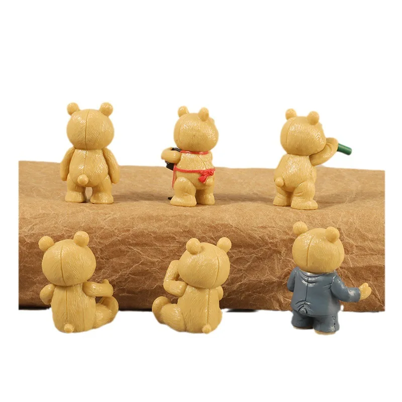 6pcs/set Teddy Bear Figures Anime Cartoon Bear Doll Toys Ornaments Teddy bear doll Teddy bear ornaments