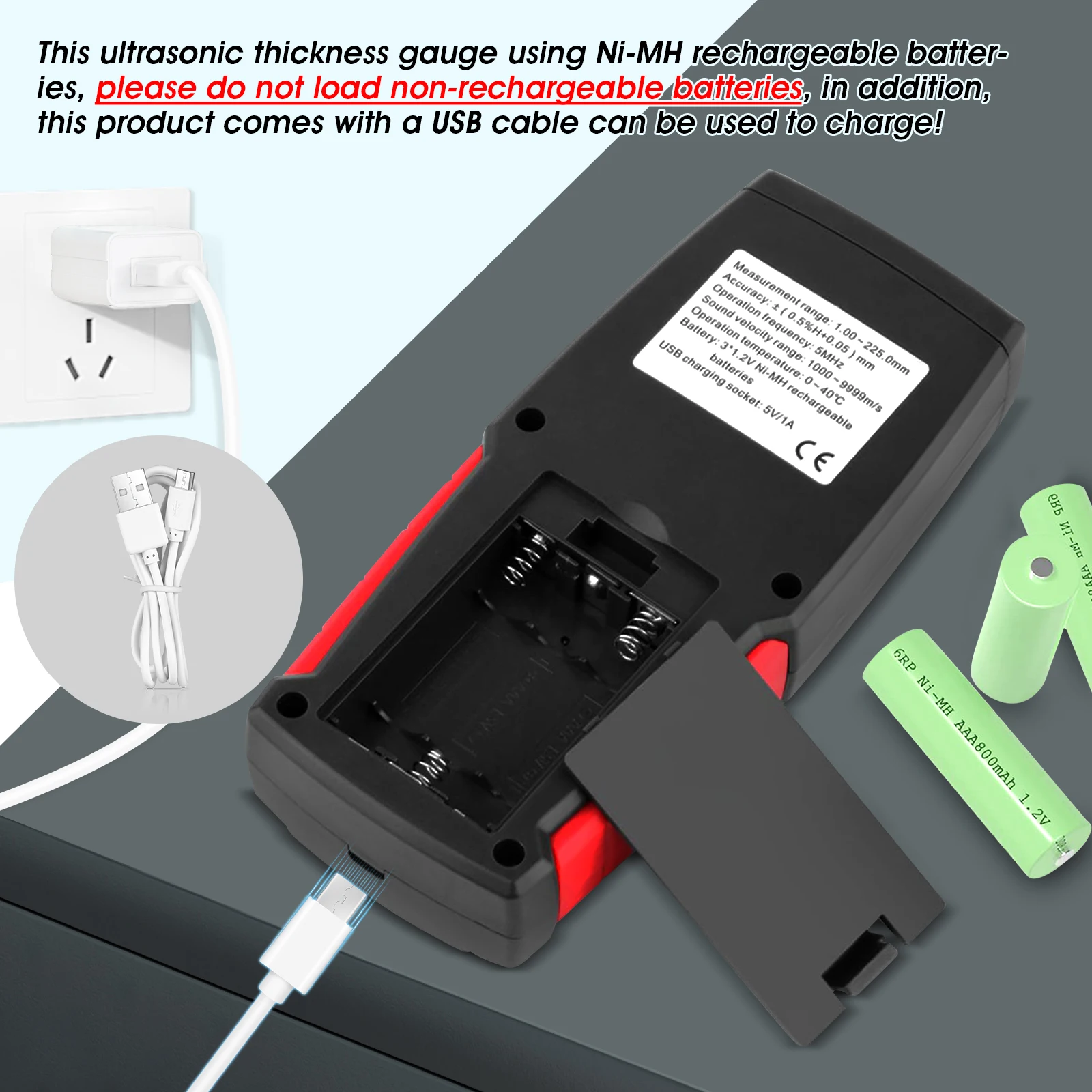 Digital Ultrasonic Thickness Gauge, Non-Destructive Testing Gauge, For Measure Steel Aluminum Metal Copper Plate Glass Material - Image 5