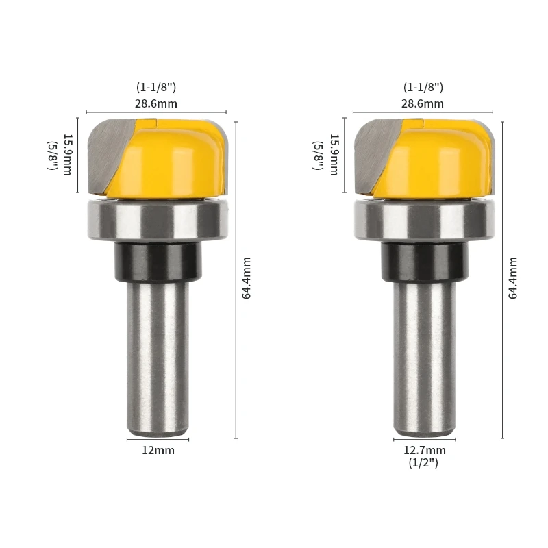 NXWIND 1PC 12MM 12.7MM Shank Round Nose Bit With Bearing Router Bit Woodworking Milling Cutter For Wood Bit Face Mill