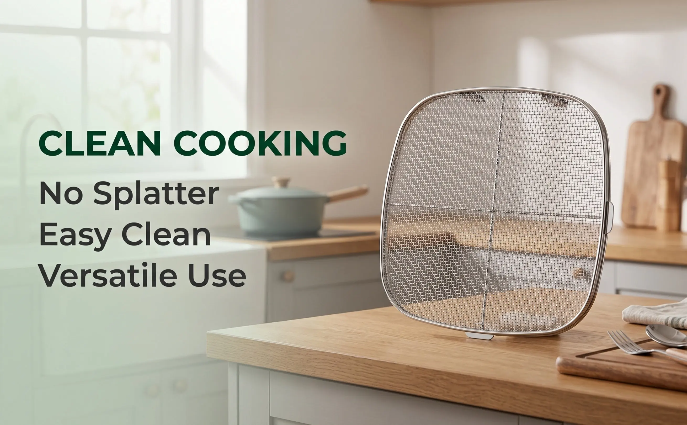 Air Fryer Splatter Guard Stainless Steel Fine Mesh Splash Cover Square Oil Grease Splatter Shield Replacement Screen for Kitchen