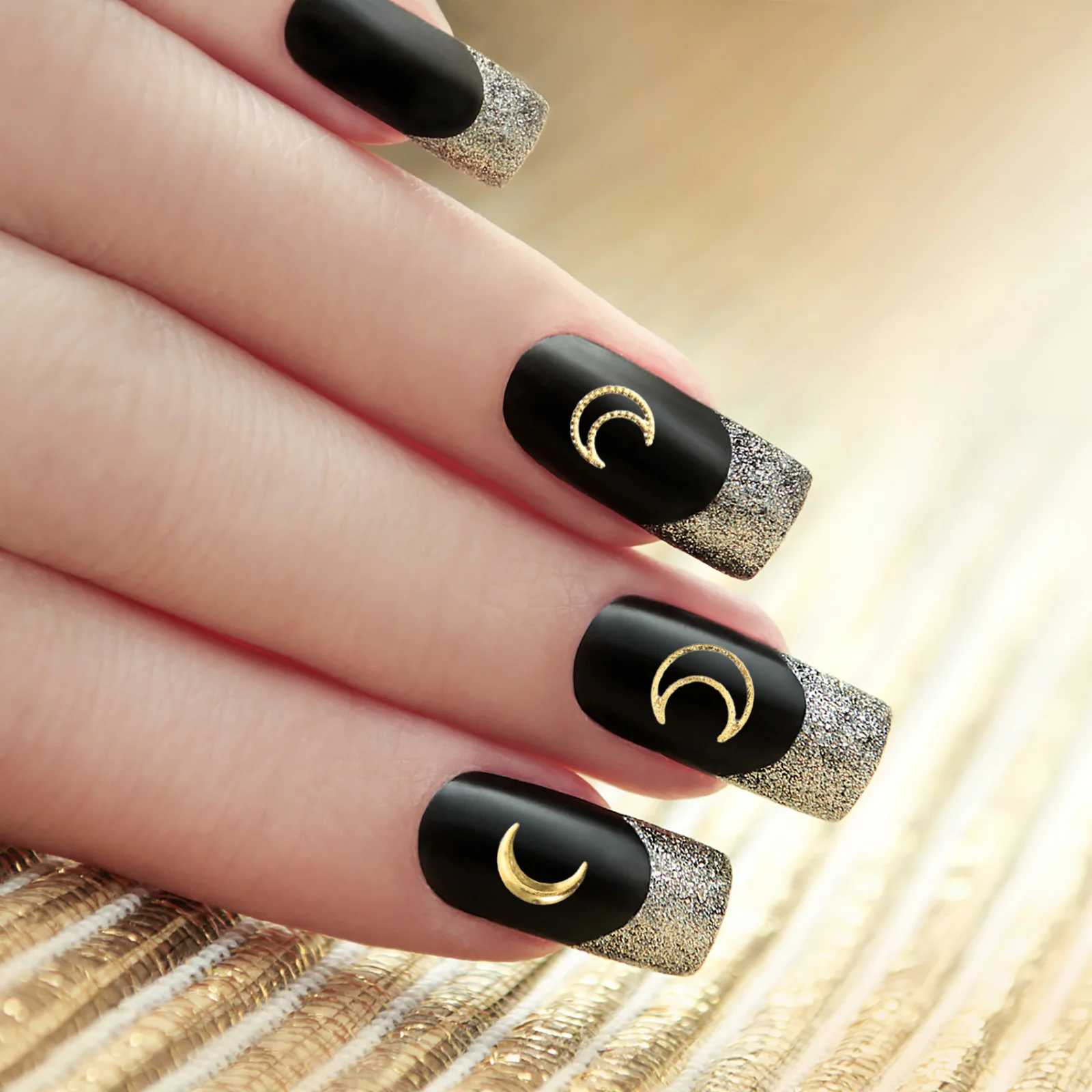 

1500Pcs Gold Metal Moon Nail Charms Set Hollow Vintage Style Manicure Jewels Nail Art Decorations Salon DIY Accessories