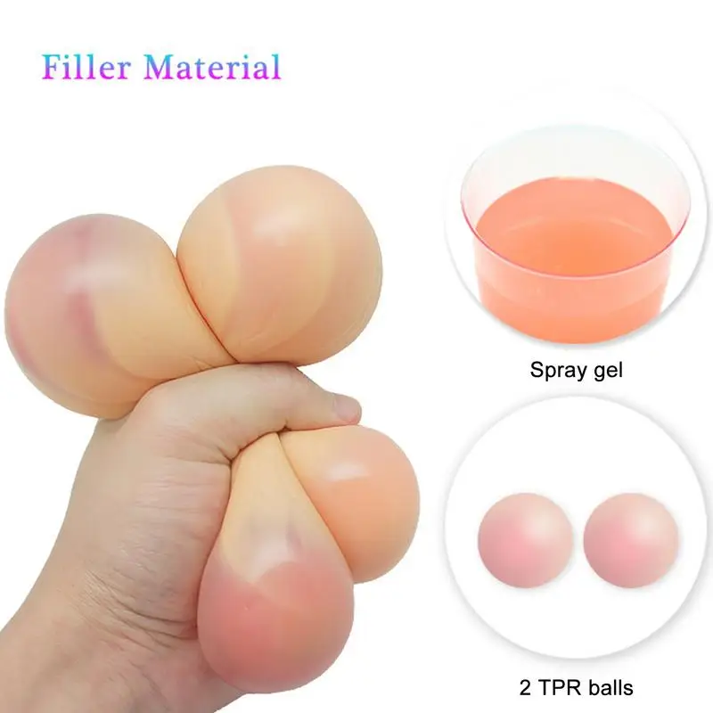 Relaxing Pop Balls Soft TPR Testicles Design Fidget Toys Portable Funny Tricky Toys Reusable Multifunctional Relaxing Supplies