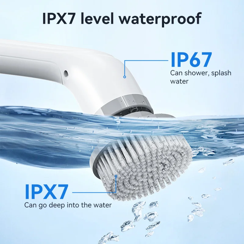 فرشاة تنظيف كهربائية لاسلكية محمولة لتنظيف الدش، منظف متعدد الوظائف مع 7 قطع رؤوس للمطبخ والحمام