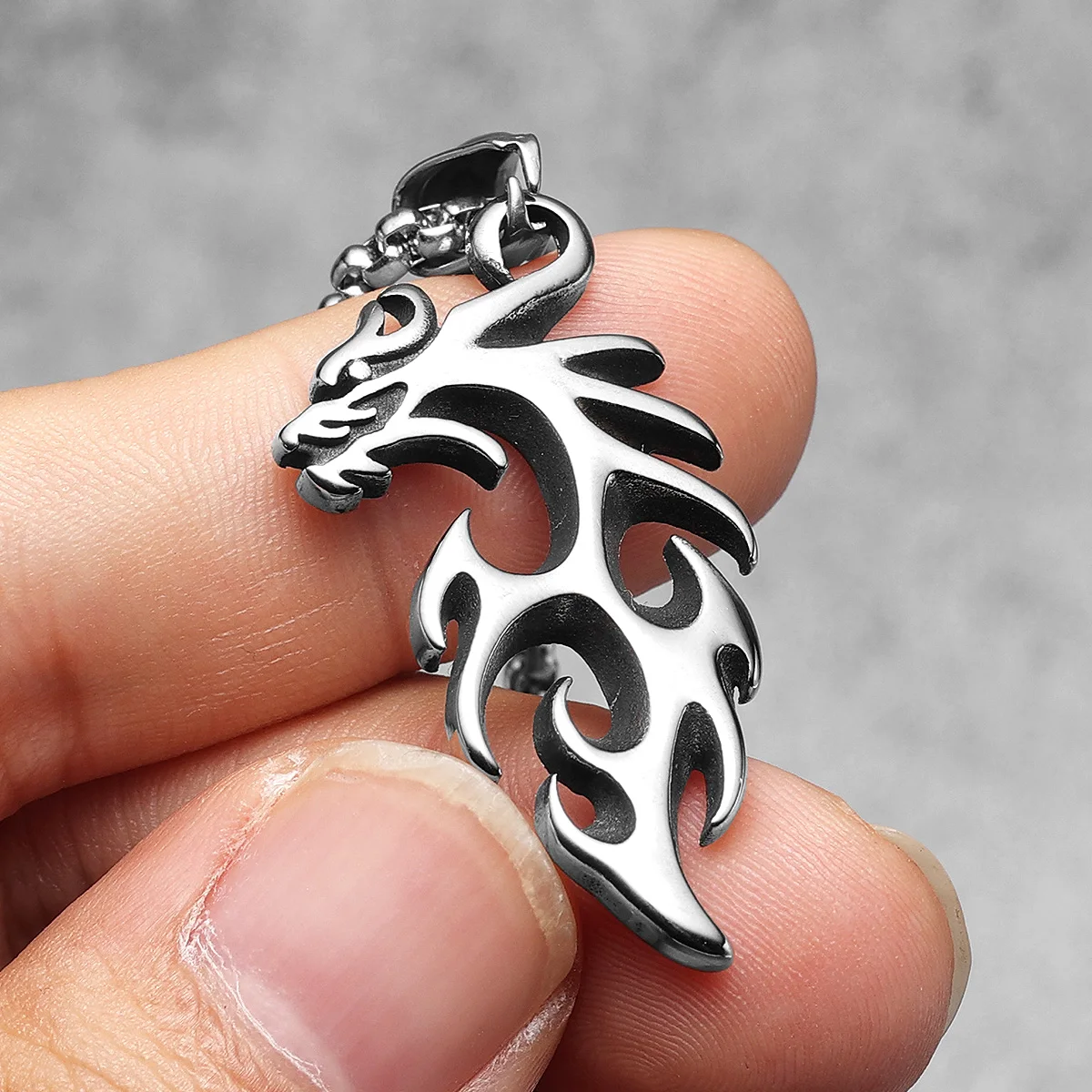 Dragon Pendants 316L Stainless Steel Men Powerful Amulet Necklaces Chain Punk Rock Trendy for Male Friends Jewelry Xmas Gift image 2