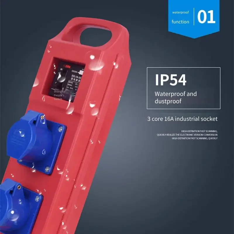 Construction Site Industrial Socket Small Electrical Box Portable Leakage Protection 3-hole 16A Power Supply Inspection Box 220V