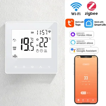 Tuya WiFi/ZigBee Akıllı Termostat Sıcaklık Su Zemin Elektrikli Isıtma Gaz Kazanı Denetleyici Desteği Alice Alexa Google Home