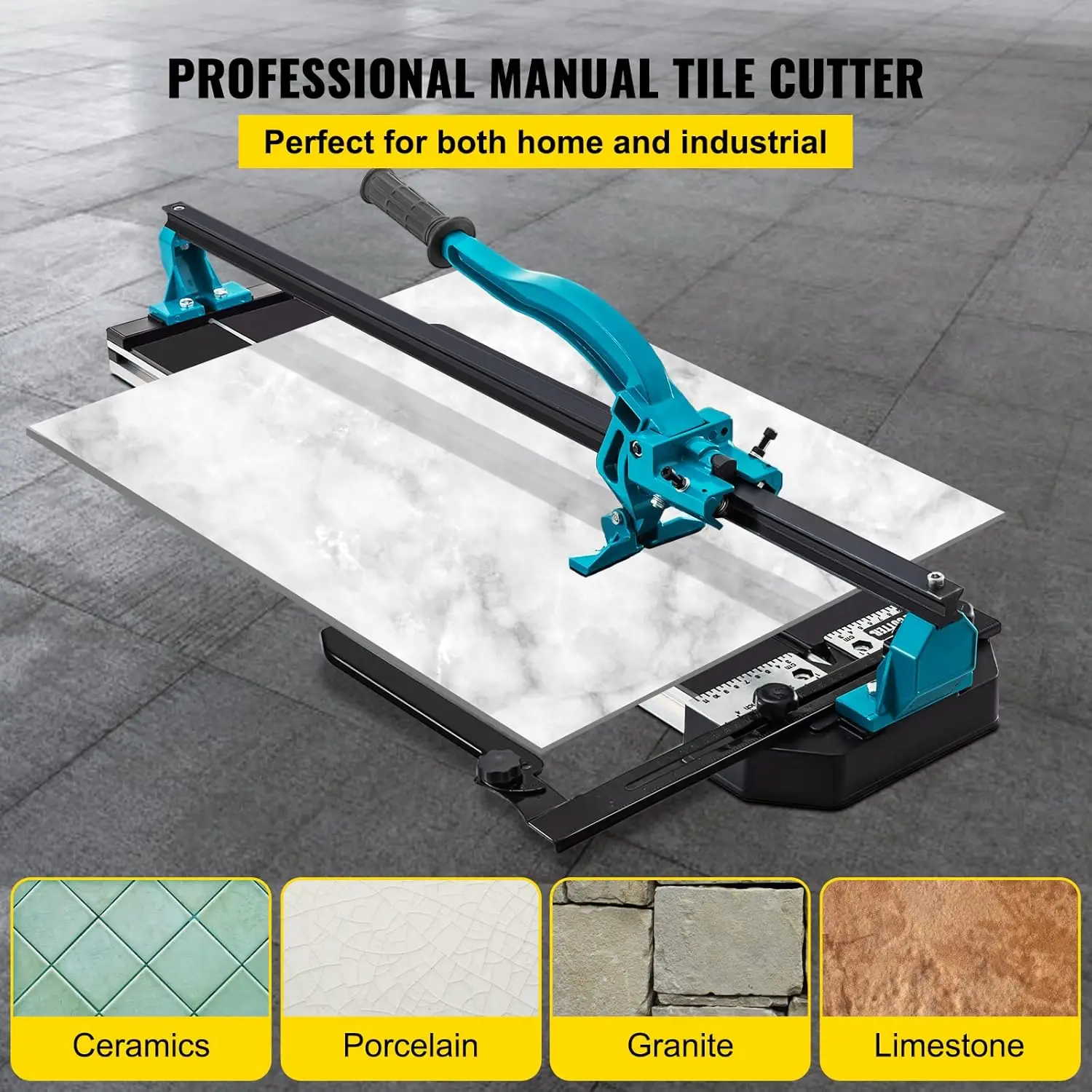 48 Inch Tile Cutter Single Rail Double Brackets Manual Tile Cutter 3/5 in Cap w/Precise Laser Manual Tile Cutter Tools for Preci