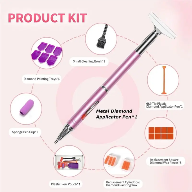A96I-Diamonds Art Pens Kits, Refillable Wax Pen With Metal Correction Diamonds Art Kits For Adults, Diamonds Painting