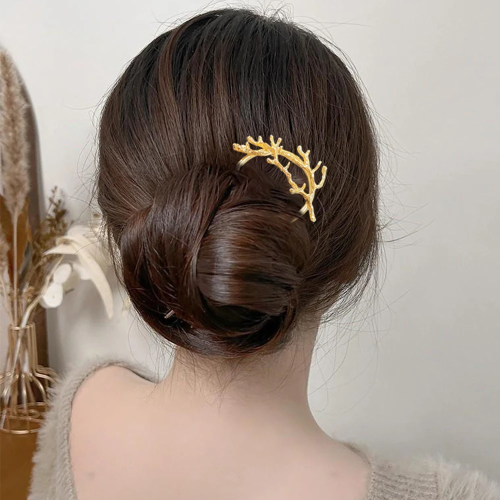 Fashion Hairpin Branches U-shaped Hair Fork Metal Hair Clip Bow Women Girls Hair Sticks Bun Maker HairStyling Hair Accessories image 6