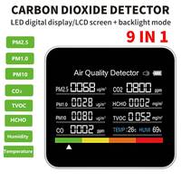 ９in 1 Digital Temperature Humidity Tester PM2.5 PM10 HCHO TVOC CO CO2 Meter WiFi LCD Carbon Dioxide Detector Air Quality Monito