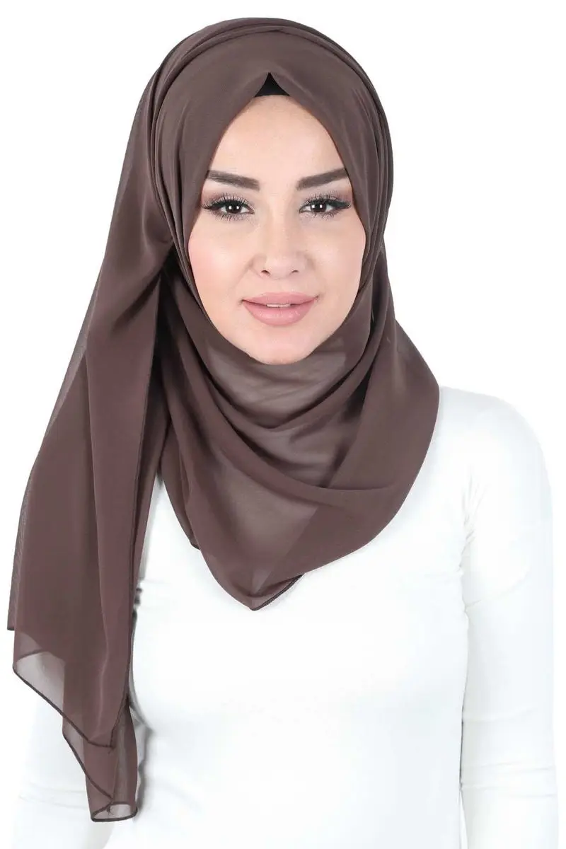 Chal Rectangular clásico de gasa marrón