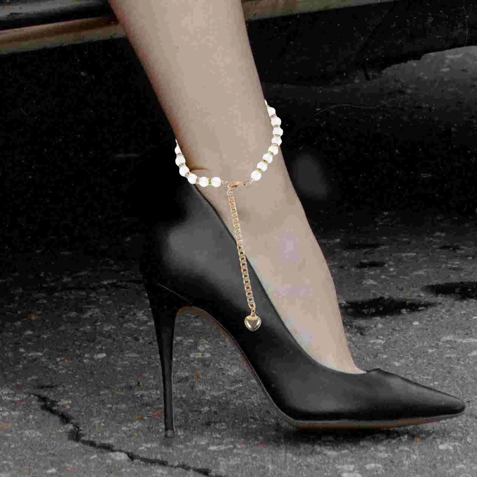 

High Heels Laces Pearl Shoe Straps Buckle Anti-loose Shoelaces for Zinc Alloy Women's