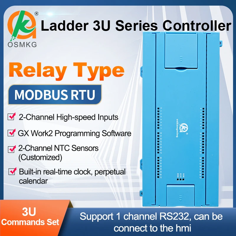 oshangming 24 Input 16Relay Output PLC Analog Input Output 8 Pulse RS485 RS232 LAN Modbus Rtu /TCP ladder Diagram PLC Controller
