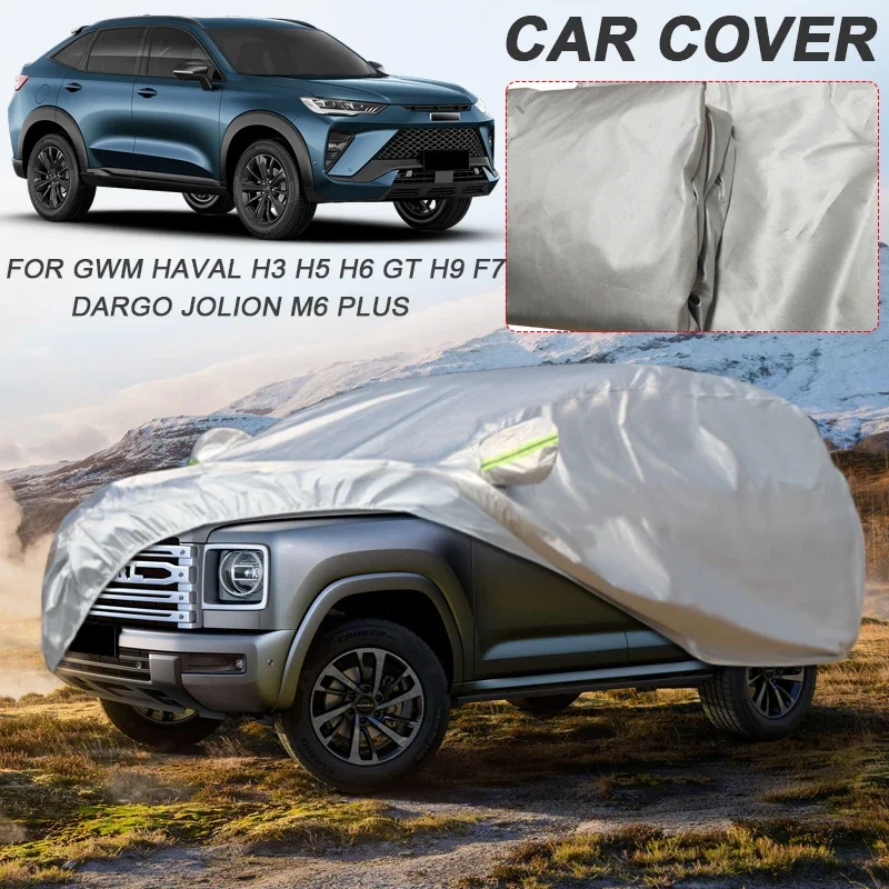 For GWM HAVAL DARGO F7 F7X H3 H5 H6 GT H9 JOLION M6 PLUS Polyester 210T Car Cover Waterproof Dustproof Anti-UV Auto Accessory