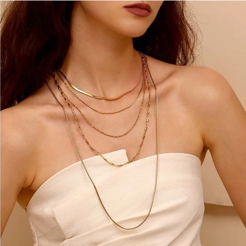 E.B.belle variety styles Different length O-chain water wave chain Women's stainless steel necklace bracelets  waist chain